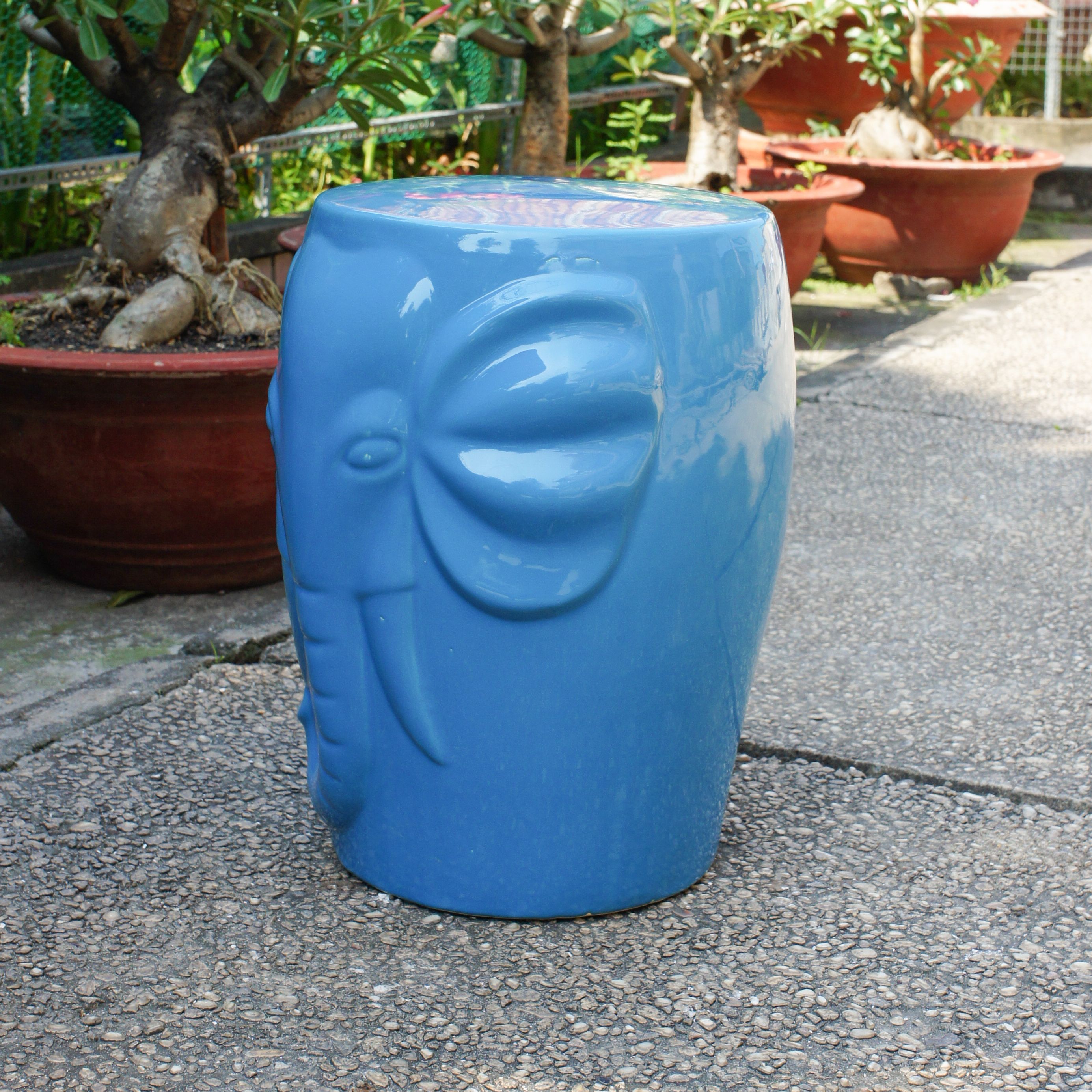 International Caravan Wild Elephant Drum Ceramic Garden Stool - image 2 of 2