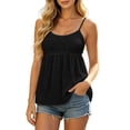 thumbnail image 2 of Camisole Tops for Women Eyelet Embroidery Spaghetti Strap Empire Waist Sleeveless Peplum Summer Casual Tank Tops, 2 of 7