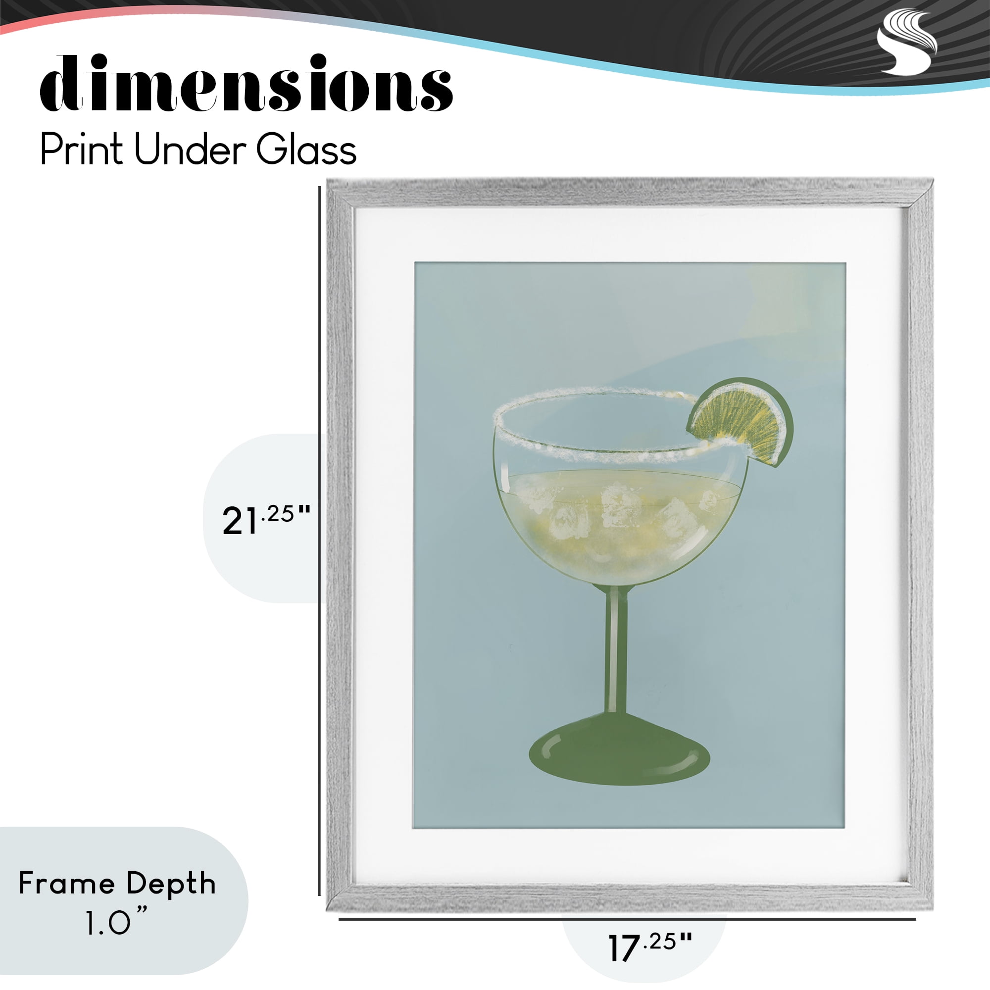 Stupell Industries Margarita Glass over Blue Gray Framed Print Under Glass, design by Robin Maria