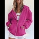 thumbnail image 5 of Sudaderas con Capucha y Cremallera para Mujer, Sudaderas Extragrandes, Conjuntos de Moda Escolar para Otoño, Chaquetas Informales, Ropa de Invierno Rosa Brillante M, 5 of 9