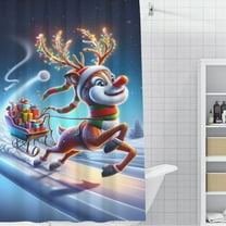 Rudolph The Red Nosed Shower Curtain 35*70.8 Inches Waterproof And Durable Vivid Patterns Instantly Elevates Bathroom Style