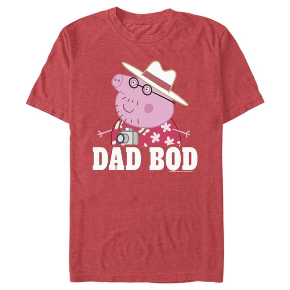 Men's Peppa Pig Father's Day Dad Bod  Graphic Tee Red Heather Small