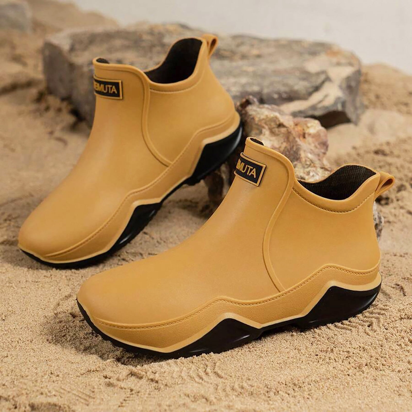 Chenyee Unisex Waterproof Rain Shoes Rubber Ankle Rain Boots Outdoor Non Slip Footwear for Gardening Fishing