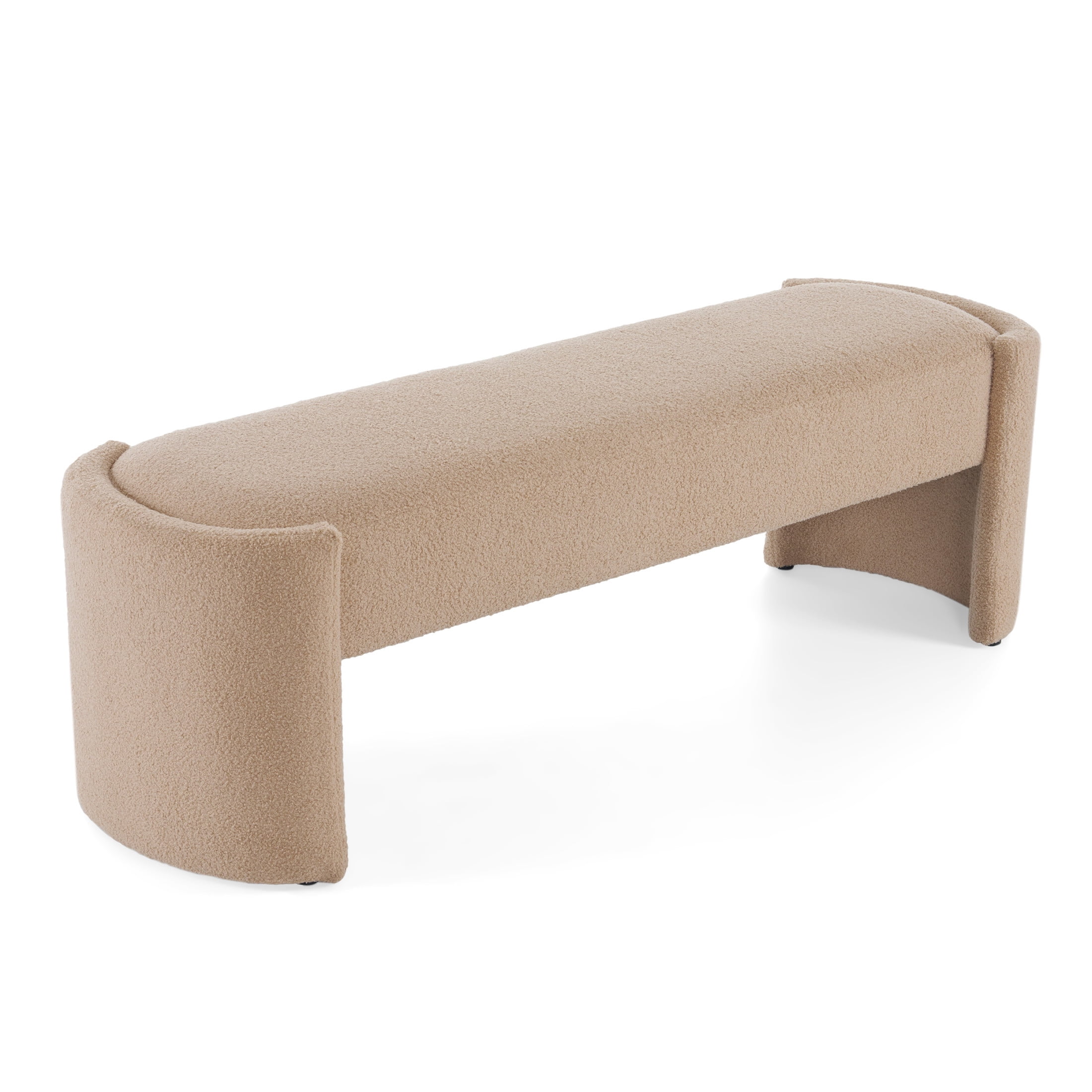 Christopher Knight Home Generic Modern Long Ottoman with Wooden Frame and Polyester Upholstery, Light Camel