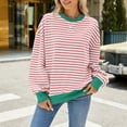 thumbnail image 3 of bnaln Oversized Sweatshirts for Women Crewneck Striped Long Sleeve Shirts Hoodies Casual Loose Pullover Tops Baggy Jumpers Workout Shirt Fall Outfits Teen Girls Y2k Winter Clothes, 3 of 4