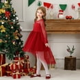 thumbnail image 4 of Taybagh Girls Holiday Dress Red Contrast Mesh Long Sleeve Formal Party Dress High Low Hem Girls Clothes Size 10-12, 4 of 9
