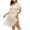 Beige, variant on Women's Plus Size Tassel Coverups Casual Solid V Neck Short Sleeve Beach Cover Up Dresses Comfy High Waisted Split Thigh Swimwear Dresses