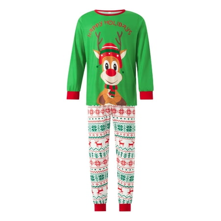 

Christmas Family Matching Pajamas Set Cartoon Elk Tops + Pants