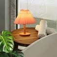 thumbnail image 5 of tzyudk Coffee Table Lamp For Bedroom Infinitely Dimmable Nightstand Lamp With Umbellate Flaxen Fabric Shade For Living Room Office Dorm Solid Wood Led Bulb Included Affordable Useful Wood, 5 of 7