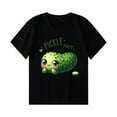 thumbnail image 4 of Virmaxy (2-14 Years Old)Pickle Letter Printed Shirt For Toddler Boys Girls Casual Printed Gherkin Pattern T-Shirt Kids Spring Summer Loose Short Sleeve Crew Neck Top Black-10 9 Years, 4 of 4