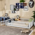 thumbnail image 2 of Miniyam Full Size Toddler Floor Bed with Fence, White, 2 of 8