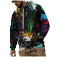 thumbnail image 2 of Men's Loose Fit Printed Hooded Sweatshirt, Long Sleeve Casual Pullover Fleece Hoodie for Street Style, Lounge, Autumn Winter,Black,L, 2 of 5