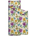 thumbnail image 2 of Butterfly and Floral Purple Pattern Teens Toddler Nap Mat with Pillow, Sleeping Mat Bag for Preschool Daycare 59"x22", 2 of 6