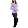 thumbnail image 4 of DailyTrove Women's Long Sleeve Crew Neck Top & Legging Set - Solid Color, Slim Fit, Gym & Casual Wear,Purple, 4 of 5