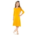 thumbnail image 3 of Honey Vanilla Girls' Princess Seam A-Line Dress with Full Skirt and Easy Removable Label Mustard Medium 7-8 Years, 3 of 5