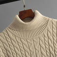 thumbnail image 4 of Amidoa Cable Knit Sweaters for Women Beige Turtleneck Short Sleeve Light Shirring Hem Sweater Vests Cardigans for Women, 4 of 7