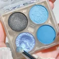 thumbnail image 3 of Heallor-paleta de sombra de ojos azul ballena, purpurina metálica, polvo de rubor pigmentado verde mate, sombra de ojos prensada de 4 colores, maquillaje de fiesta, 3 of 5