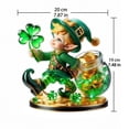 thumbnail image 3 of St Patricks Day 2D Leprechaun Figurines Decorations Irish Shamrock St. Patricks Leprechaun Statue Clover Acrylic Resin Figurine Gifts for Spring Home Indoor Table Desk Shelf Holiday Decor 7.48x7.87in, 3 of 8
