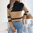 thumbnail image 2 of Daiosportswear Women's Turtleneck Sweater Fall Winter Chunky Knitted Pullover High Low Hem Trendy Basic Jumper Top Khaki, 2 of 8