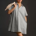 thumbnail image 4 of Teissuly Women's Spring/Summer Casual Loose Short Sleeved Button Pocket Shirt Dress, 4 of 9