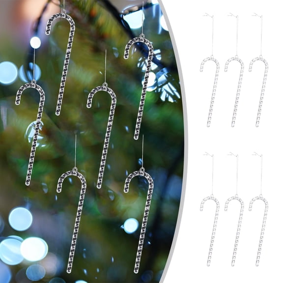 Christmas Glitter Candy Cane Acrylic Candy Cane Hanging Pendant Christmas Tree Ornament for Xmas Party Favors Holiday Decoration