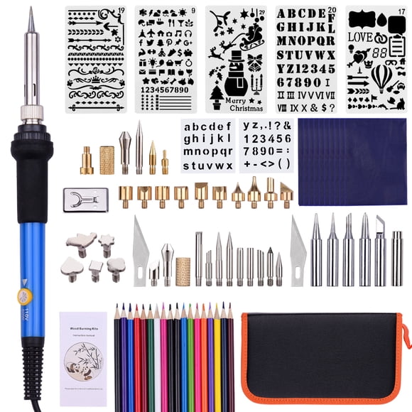 Amdohai 79PCS Wood Burning Tool Kit Professional Pyrography Pen Soldering Iron Set Adjustable Temperature from 200-450℃ for Beginners Adults Wood Burning Carving Embossing Soldering