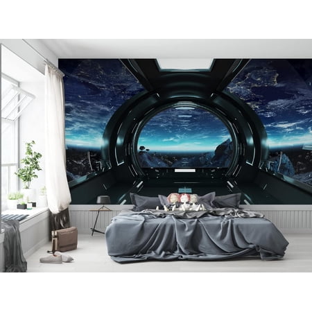 Outer Space Views From The Spaceship A, Universe Wall Mural | Peel Stick SelfAdhesive Large Wallpaper (96"x144")