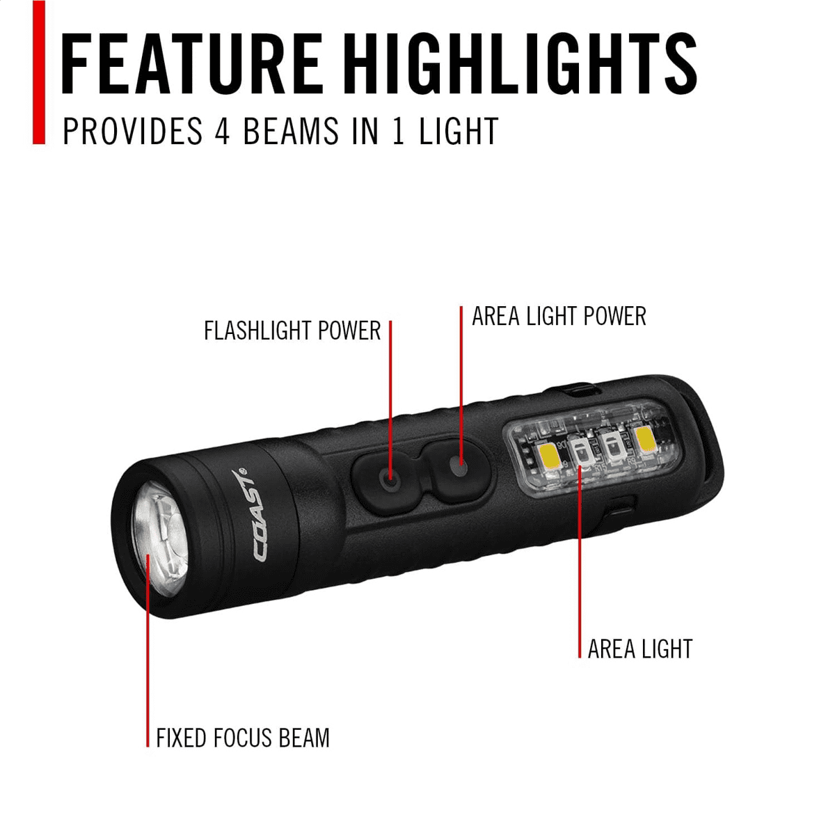 COAST KL30R 500 Lumen Area and UV Rechargeable Flashlight