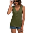 thumbnail image 3 of SWSMCLT Women's V Neck Sleeveless Fashion Vest Soft Top Fall Loose Spring Cozy Elegant Summer Tank Top Army Green Large, 3 of 4