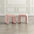 thumbnail image 2 of Jofran Sophia Modern Luxury Curved Upholstered Jacquard Petite Ottoman Bench - Set of 2, 2 of 9