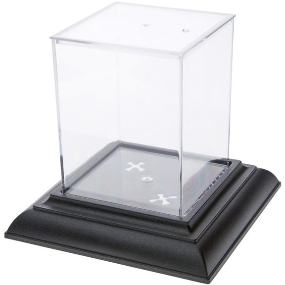 Pioneer Plastics Clear Square Plastic Desktop Aquarium with Base, 6.625" W x 6.625" D x 6" H