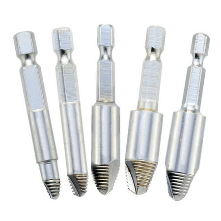 5 Pcs Screw Easy Speed Out Extractor Remover Drill Tool set 1/4 Hexagonal Shank