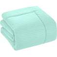 thumbnail image 4 of DNG Creations 3 Piece Box Stitched Striped Pattern Comforter 100% Egyptian Cotton Quilt Cover 800 TC All Season 550 GSM ( Oversized Queen Size ) Stripe Auqa Blue Colour, 4 of 5