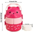 thumbnail image 1 of Eyeglass Bear Bento Box Vacuum Thermos Lunch Box Stackable Bento Containers Bear Shape Food Storage Container For Hot Food Pink, 1 of 6