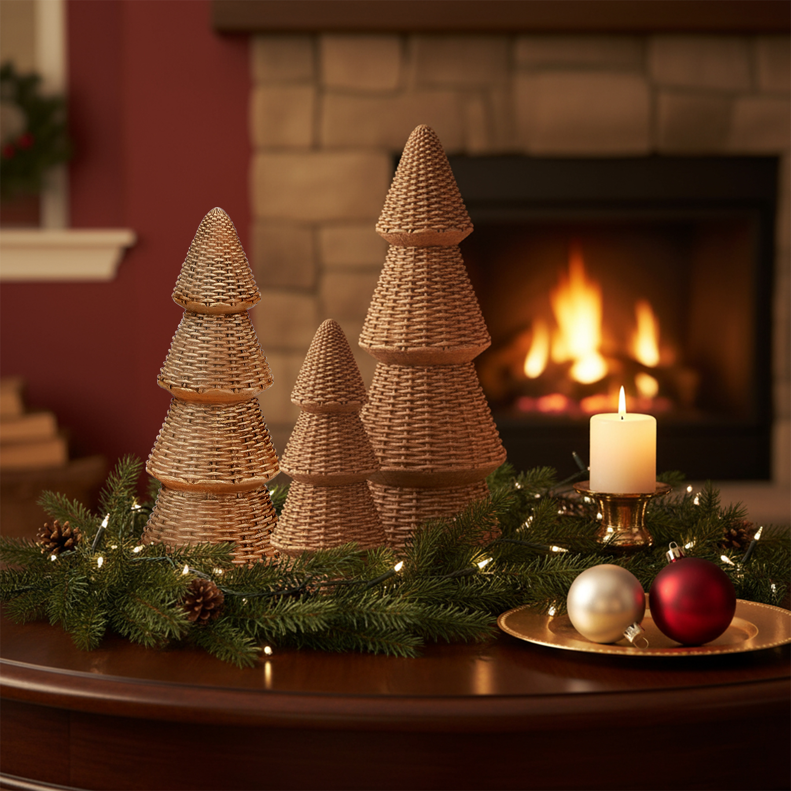 Ayieyill 3-Piece Woven Resin Tabletop Christmas Trees photo 5