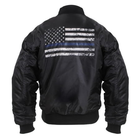Rothco Thin Blue Line Flag MA-1 Flight Jacket, Law Enforcement Support,