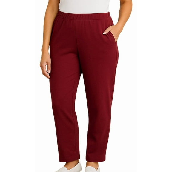 Turtle Bay New York Women's Plus Size Knit Pull on Pants - Cotton Blend Sweatpants with Flat Front Waistband and Side Seam Pockets