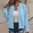 thumbnail image 2 of Kezqiaxn Bomber Jacket Women Fashion Clothing Solid Long Sleeve Casual Lightweight Jackets Fall Zip Up Coats for Women, 2 of 8