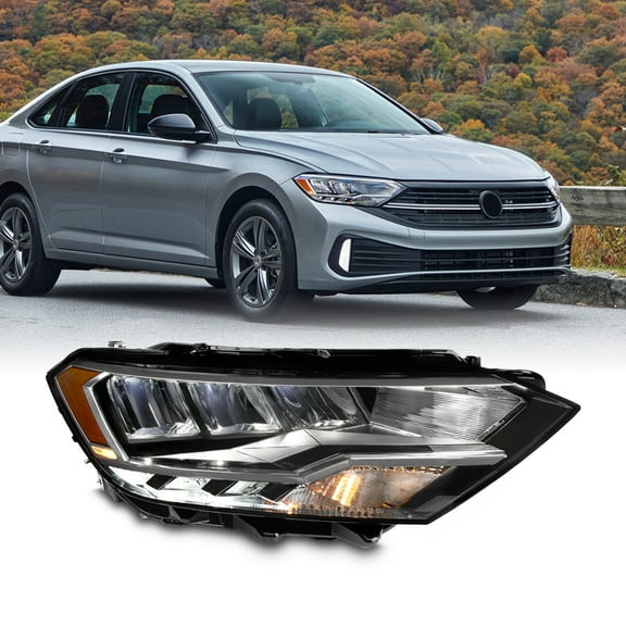 AKKON - Fits 2019-2023 VW Jetta S / Sport / SE [LED Low/High Beam] Projector Headlight Passenger Right Side Replacement