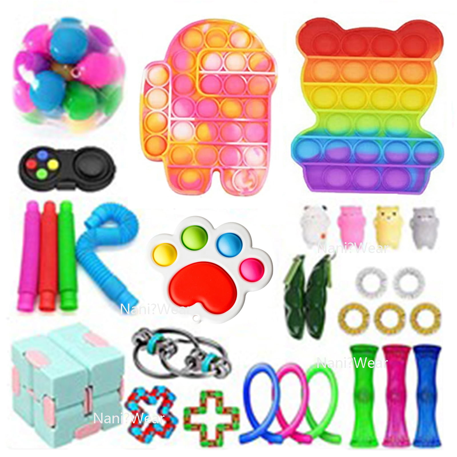 Bubble Popper Fidget Toy Stress Anxiety Relief Toys for ADHD Autism Special Needs UK-STOCK A Fidget Toys Set for Kids & Adults Pop It Fidget Sensory Toy