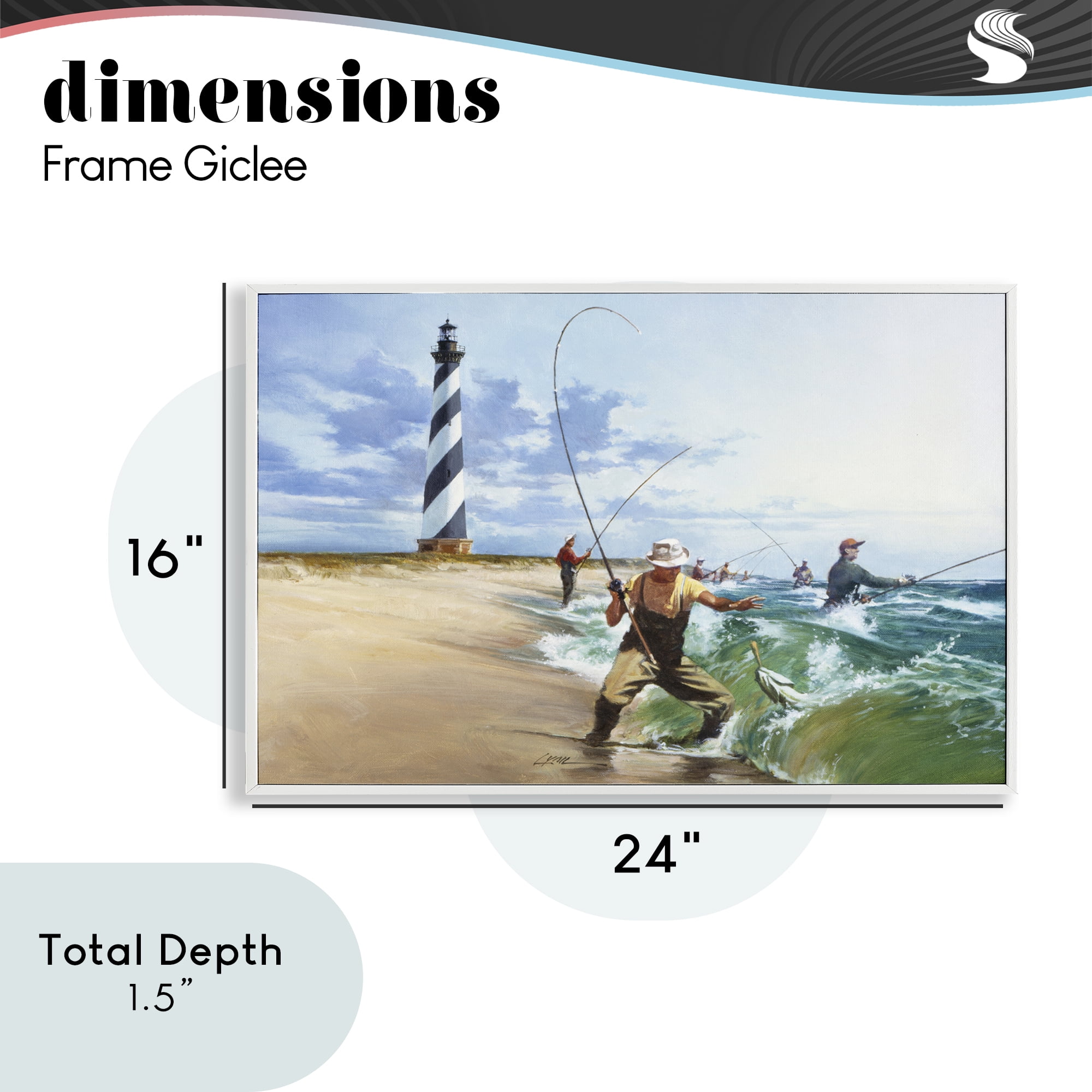 Cape Hatteras Fishermen White Framed Giclee Art, design by Wind River Studios