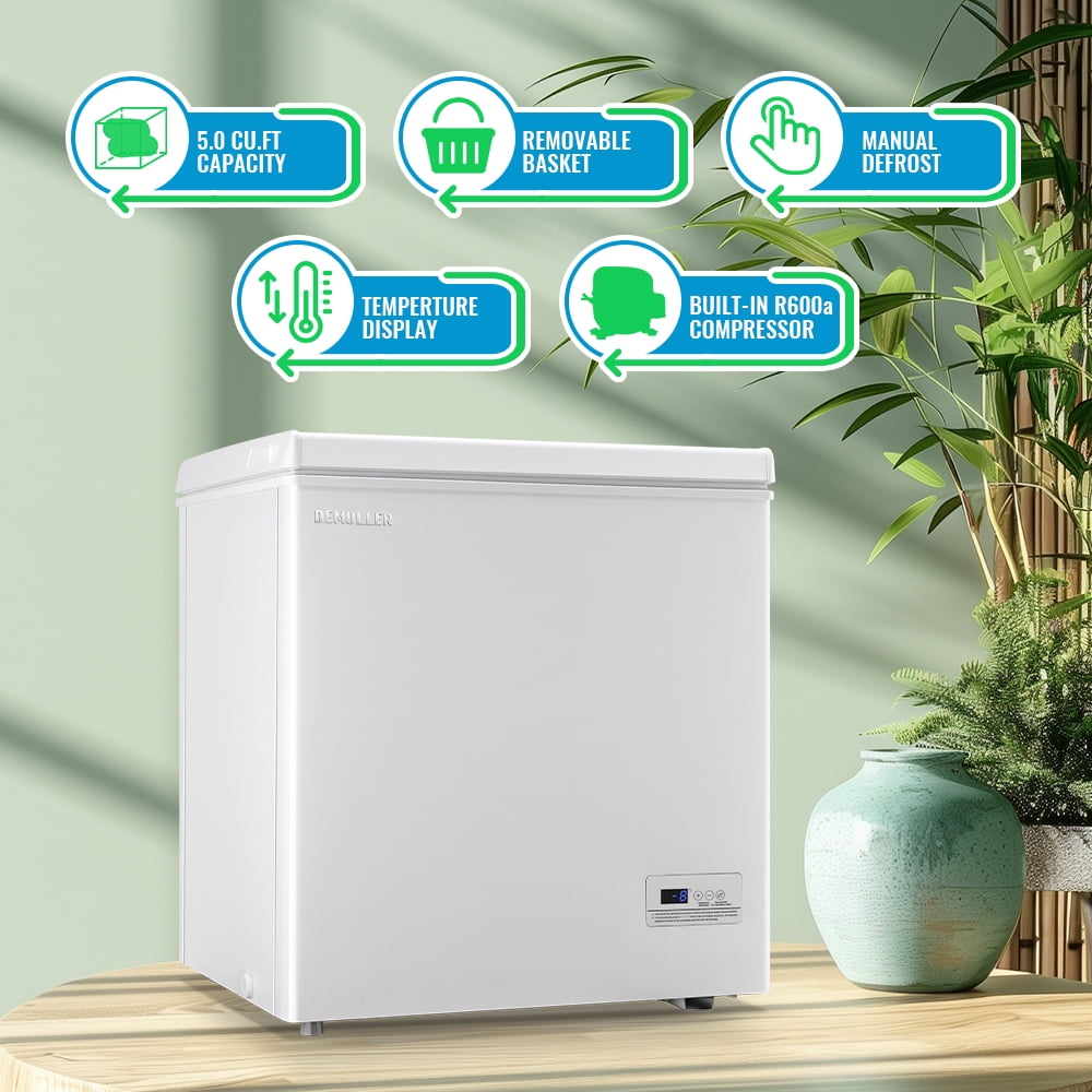 DEMULLER Deep Chest Freezer mini Freezers Top Open Door Rmovable Storage Baskets New White