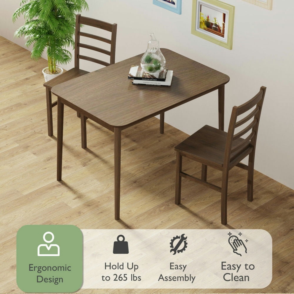 Demi Bonn Set of 4 Modern Kitchen Dining Chairs with Solid Rubber Wood Structure and Backrest for Dining Room Living Room, Walnut