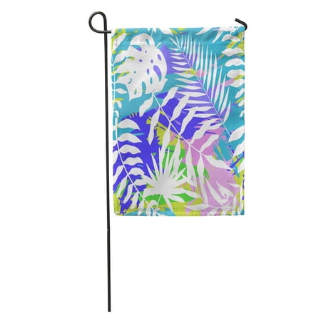 SIDONKU Bright and Colorful Abstract Tropical Leaves Palm Lea Jungle Botanical Garden Flag Decorative Flag House Banner 28x40 inch