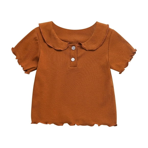 Kaemgyyd 6 M-7 Y Vêtements d'Été pour Bébés Filles Mignons Chemise à Manches Courtes Col en Coton Blouse à Boutons pour Tout-Petits Tenues de Printemps