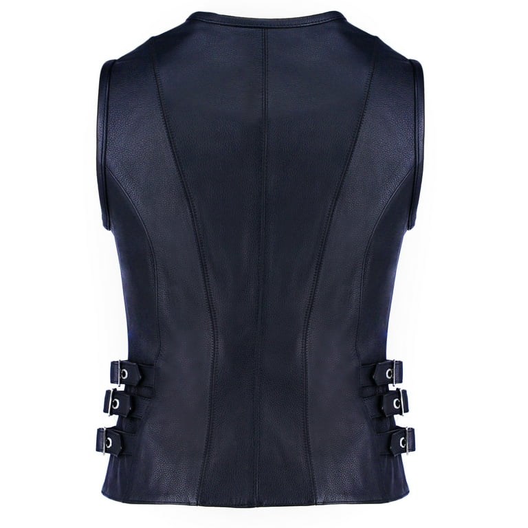 True Element Women's Side Buckled Zip Front Leather Vest True Element Women's Side Buckled Zip Front Leather Vest