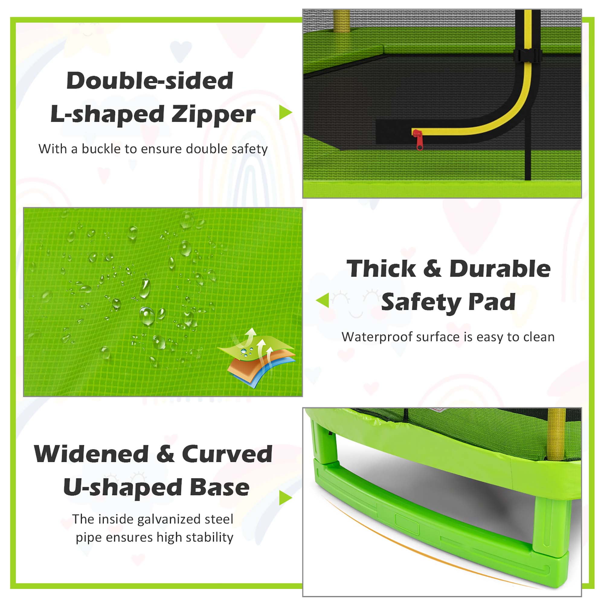 Costway 7 FT Kids Trampoline with Safety Enclosure Net Spring Pad Indoor Outdoor Heavy Duty Yellow