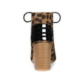 thumbnail image 2 of BLISSFUL STEP Women's Peep Toe Slingback Block Heel Ankle Boots Leopard 6.5, 2 of 6