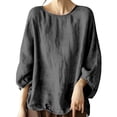 thumbnail image 2 of Endives Womens Long Sleeve Shirt Cotton Linen Shirt Womens Thin Breathable Blouse Summer Spring Clothing Black, 2 of 4
