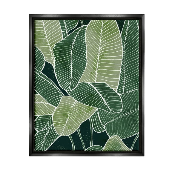 Tropical Jungle Nature Leaves Botanical & Floral Graphic Art Jet Black Framed Art Print Wall Art